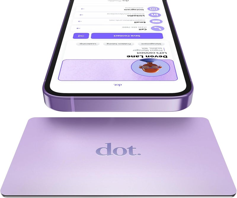 Dot . Card Metal - Digital Business Card - Tap Compatible with iPhone & Android (Purple) - Image 1